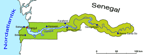 Gambia Geografie Landkarte Lander Gambia Goruma