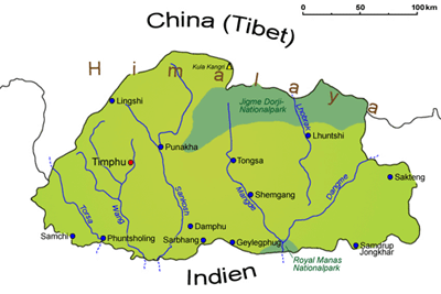 Bhutan Geografie Landkarte Lander Bhutan Goruma